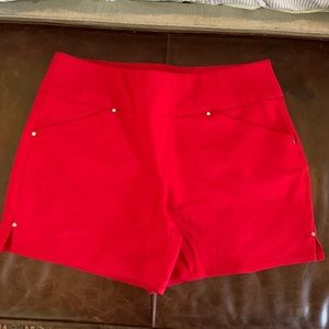 Bright red shorts